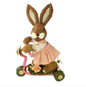 Raffia Sisal Bunny Rabbit Girl on Scooter 12" inch Raffia BNWT Limited Ed SO